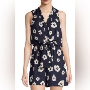 Design Lab Lord & Taylor Navy Floral Jumpsuit L NWOT